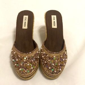 Steve Madden Bommbay Beaded Espadrille Wedges Women’s Size 8